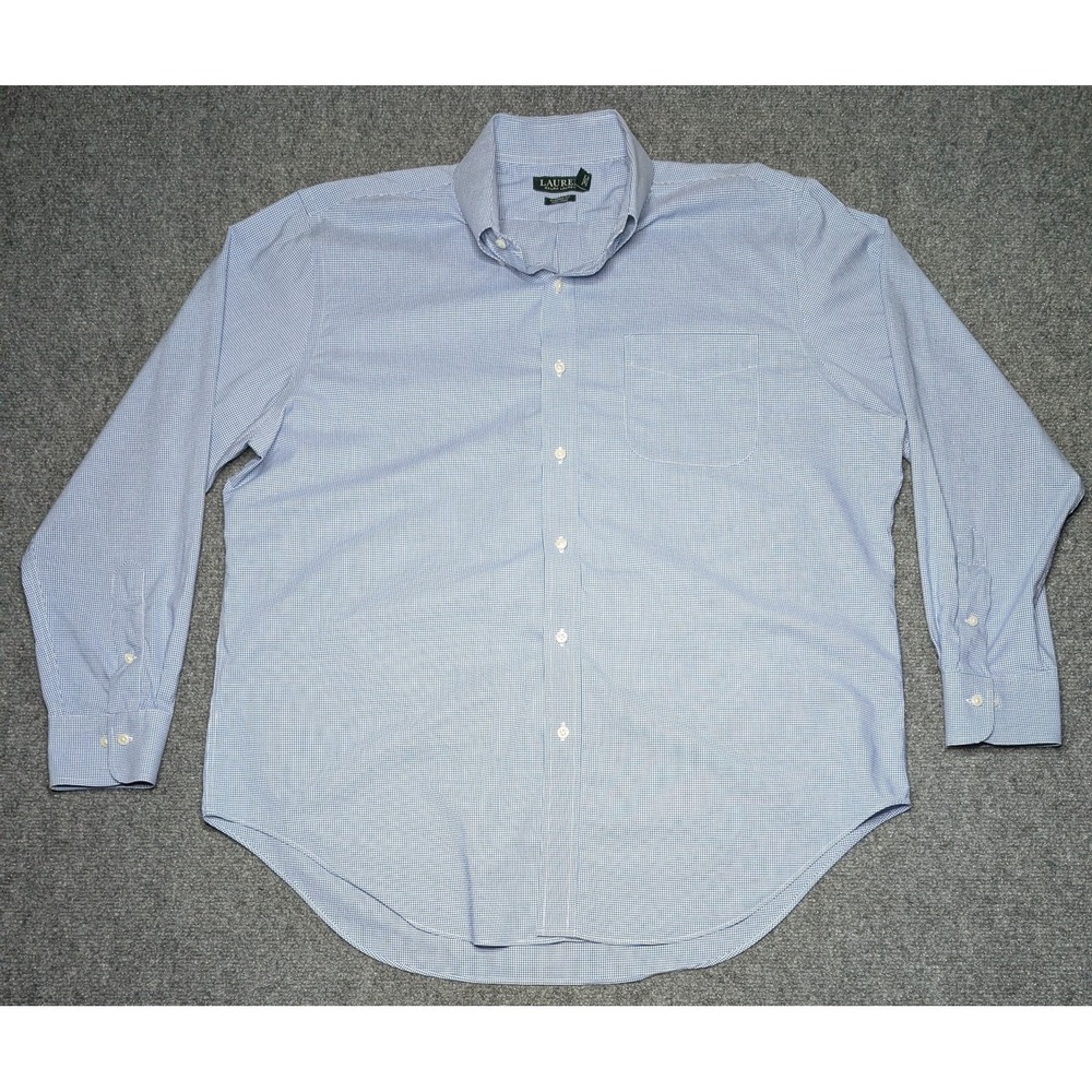 Lauren Ralph Lauren Dress Shirt Men's 17 34/35 Blue Checks‎ Classic Fit Non Iron